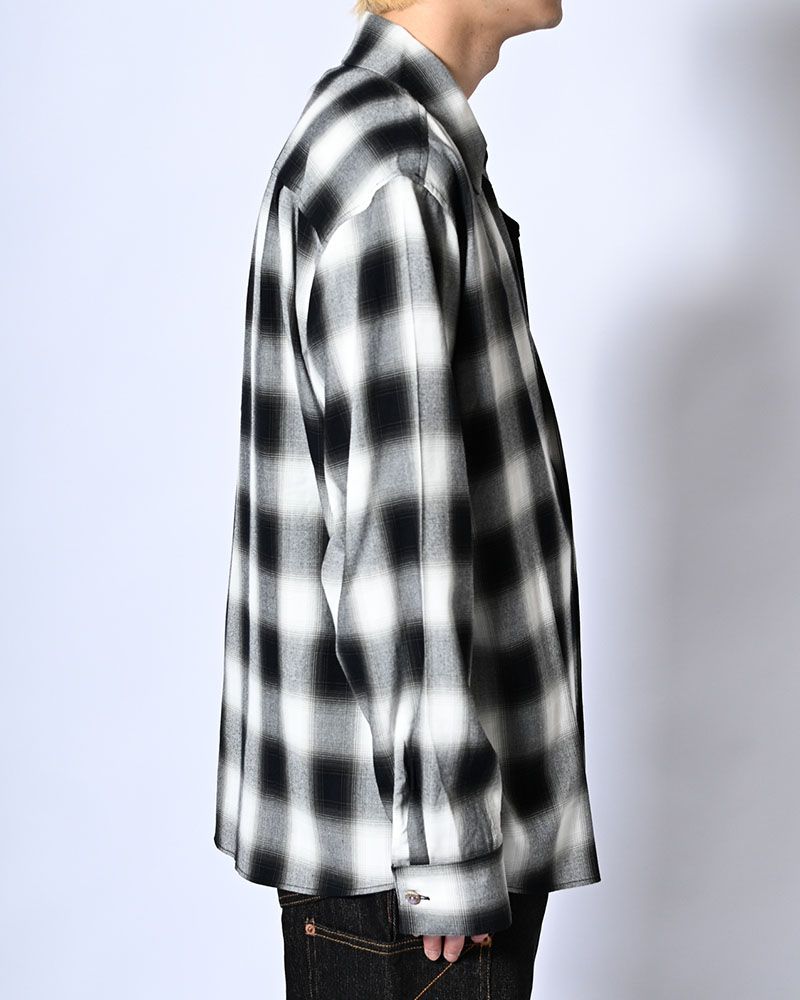 ONE BUTTON SHIRT -RAYON OMBRE CHECK-