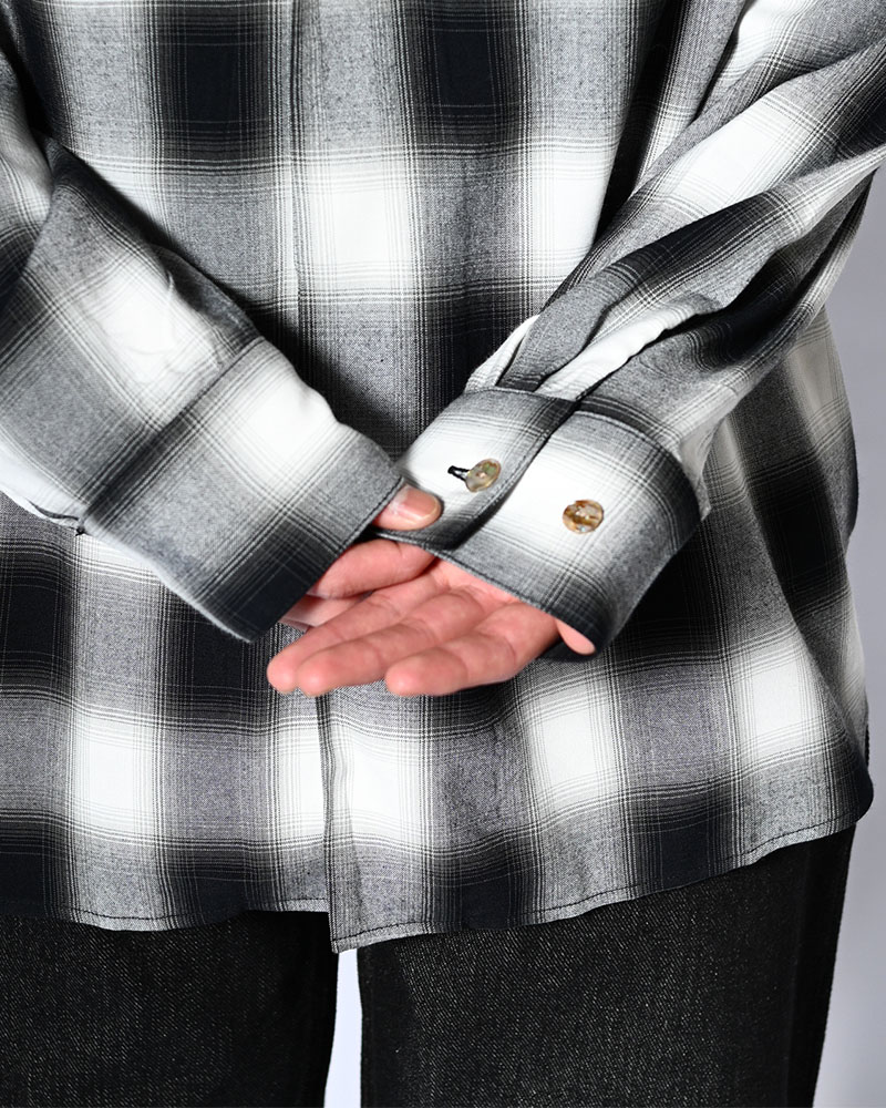 ONE BUTTON SHIRT -RAYON OMBRE CHECK-