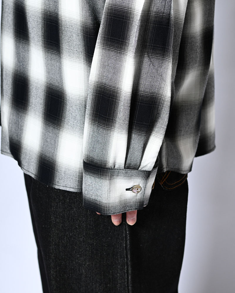 ONE BUTTON SHIRT -RAYON OMBRE CHECK-
