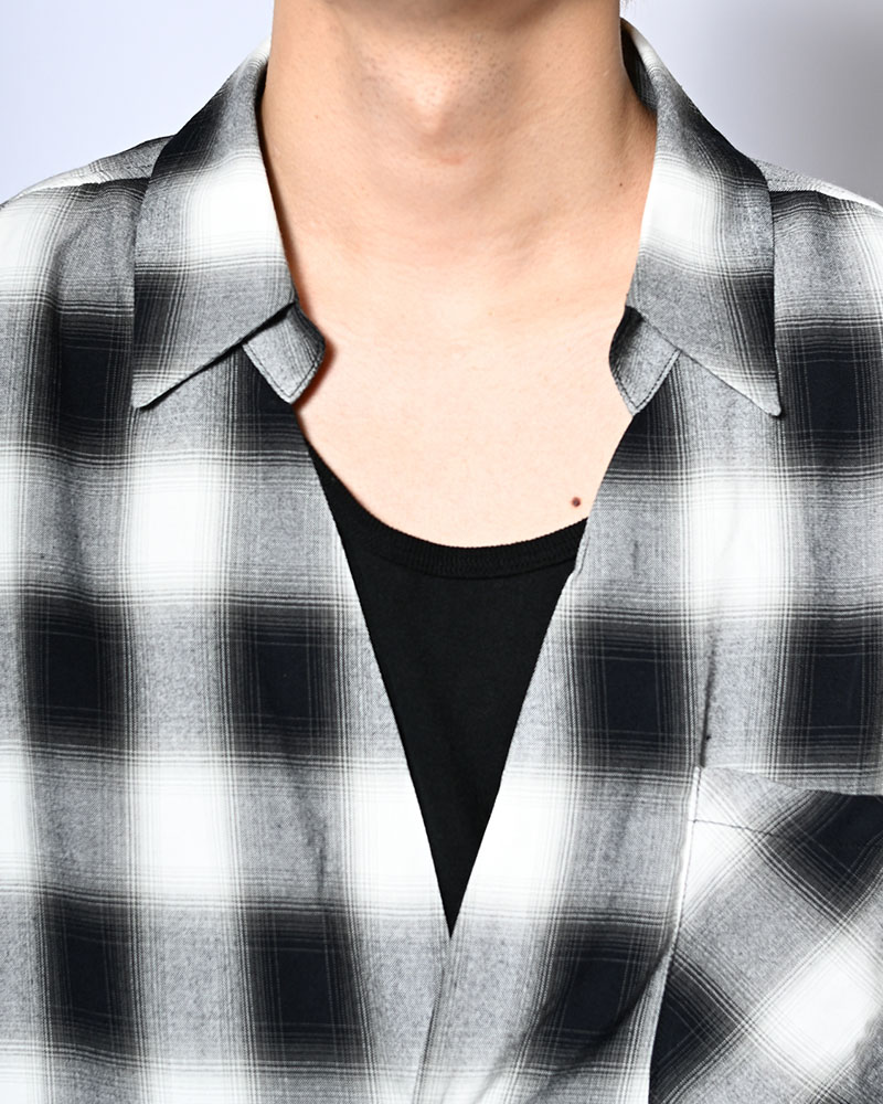 ONE BUTTON SHIRT -RAYON OMBRE CHECK-