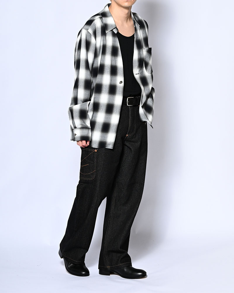 ONE BUTTON SHIRT -RAYON OMBRE CHECK-