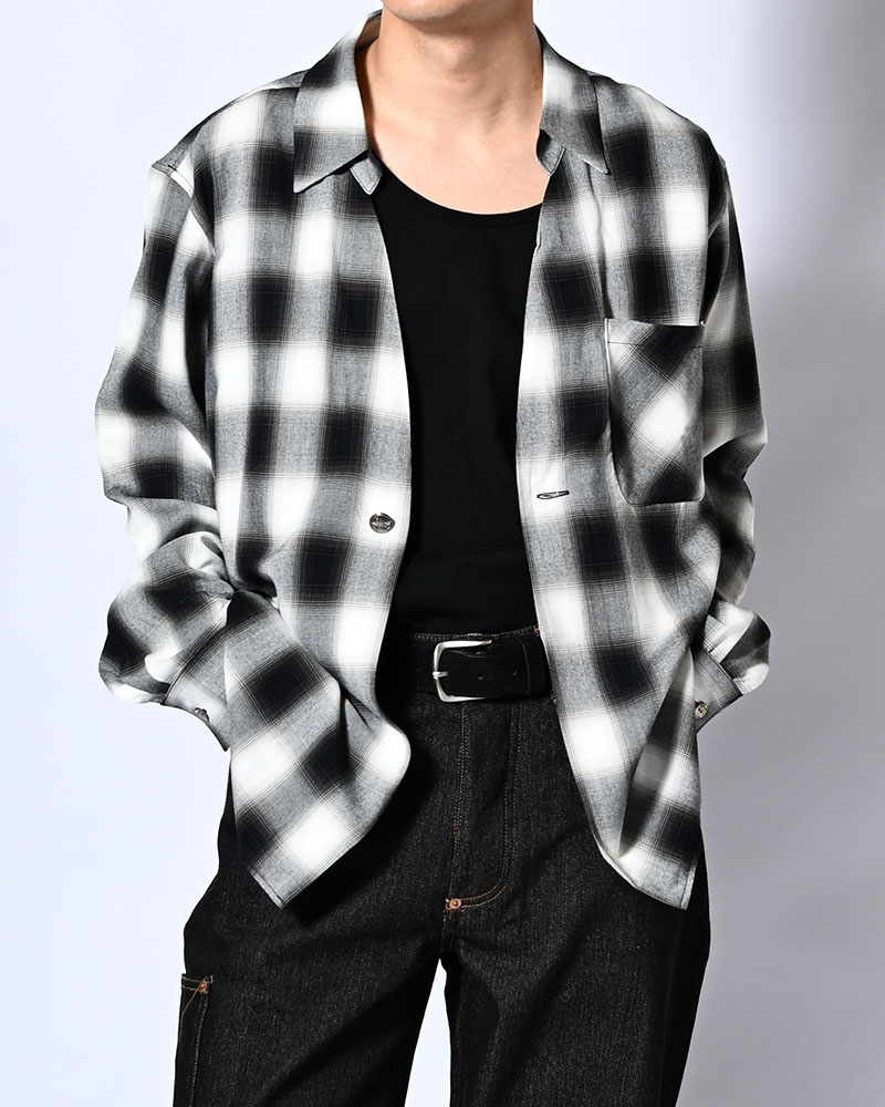 ONE BUTTON SHIRT -RAYON OMBRE CHECK-
