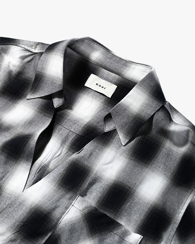 ONE BUTTON SHIRT -RAYON OMBRE CHECK-