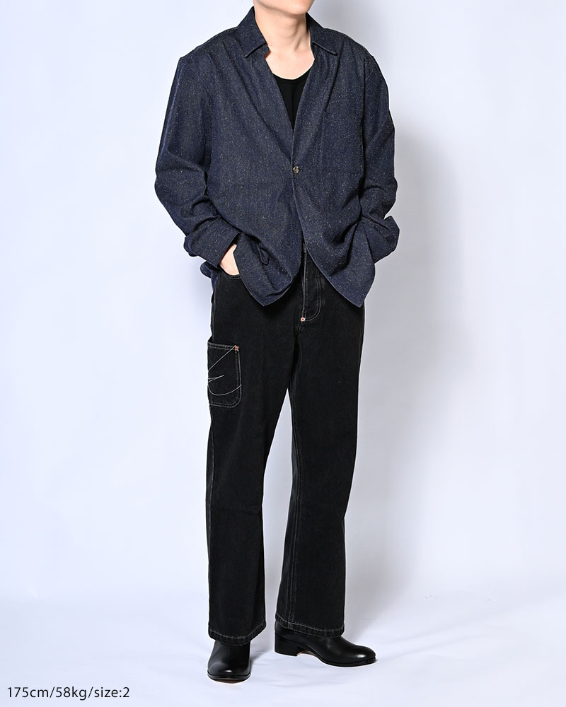 ONE BUTTON SHIRT -SILK NEP DENIM-