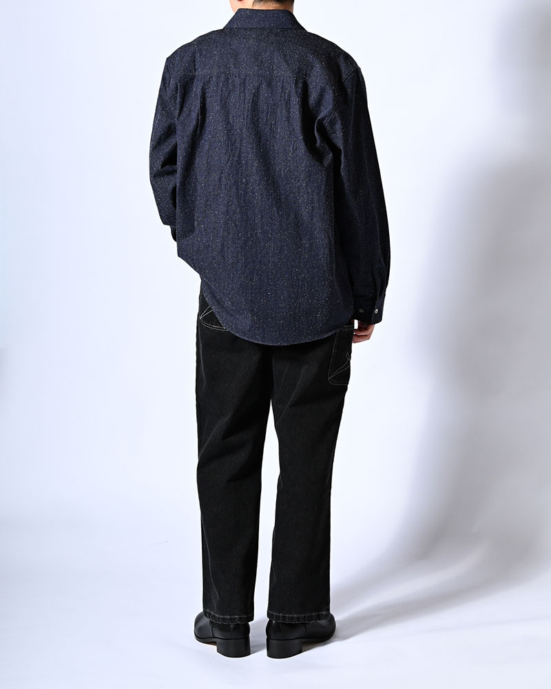 ONE BUTTON SHIRT -SILK NEP DENIM-