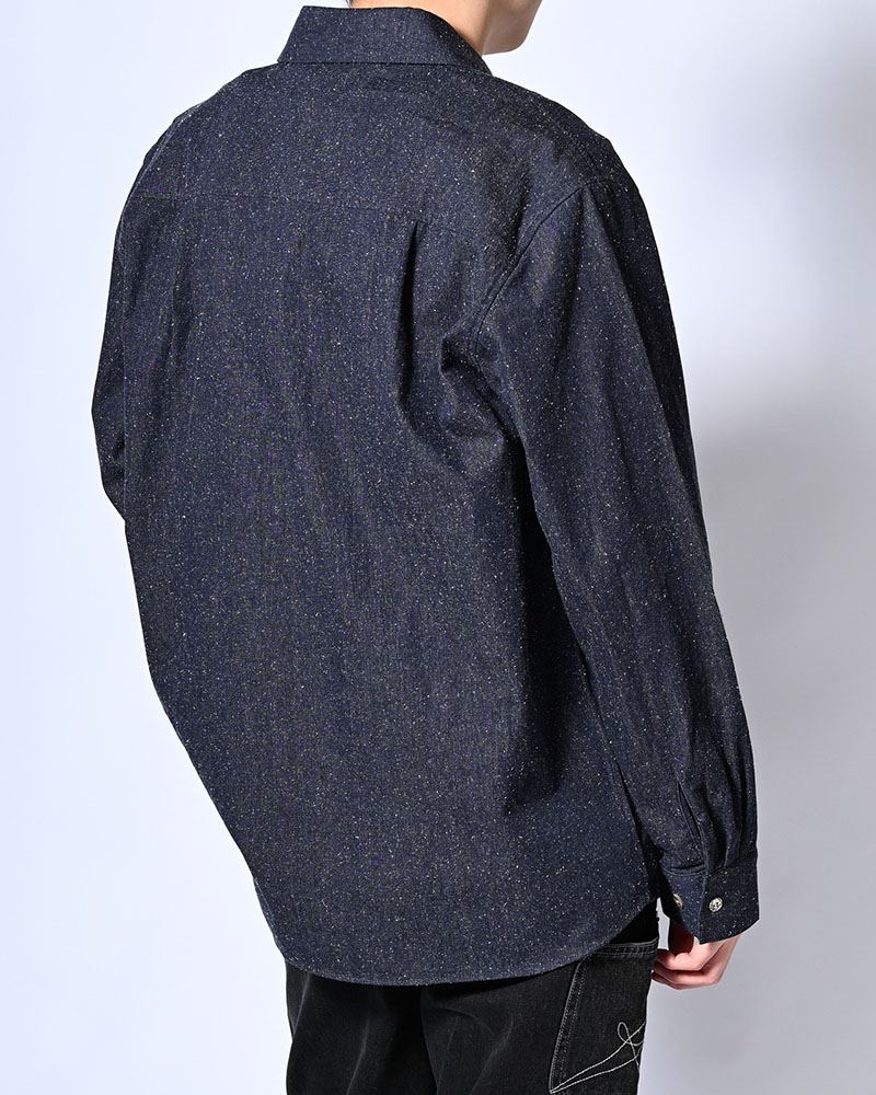 ONE BUTTON SHIRT -SILK NEP DENIM-