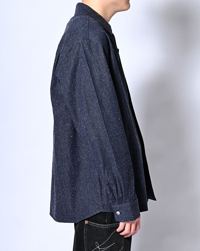 ONE BUTTON SHIRT -SILK NEP DENIM-