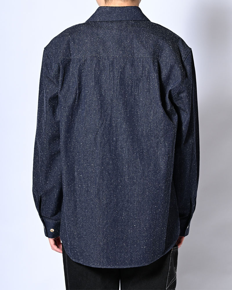 ONE BUTTON SHIRT -SILK NEP DENIM-