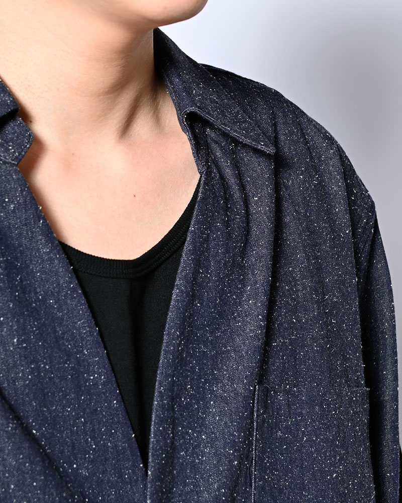 ONE BUTTON SHIRT -SILK NEP DENIM-