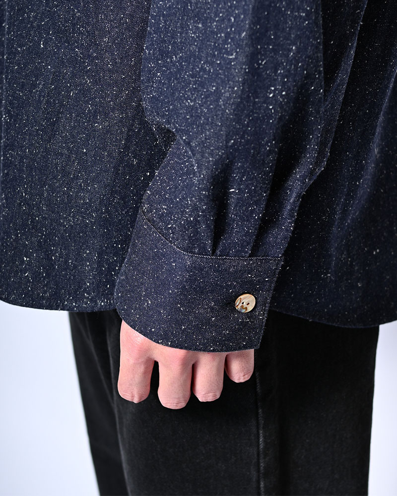 ONE BUTTON SHIRT -SILK NEP DENIM-