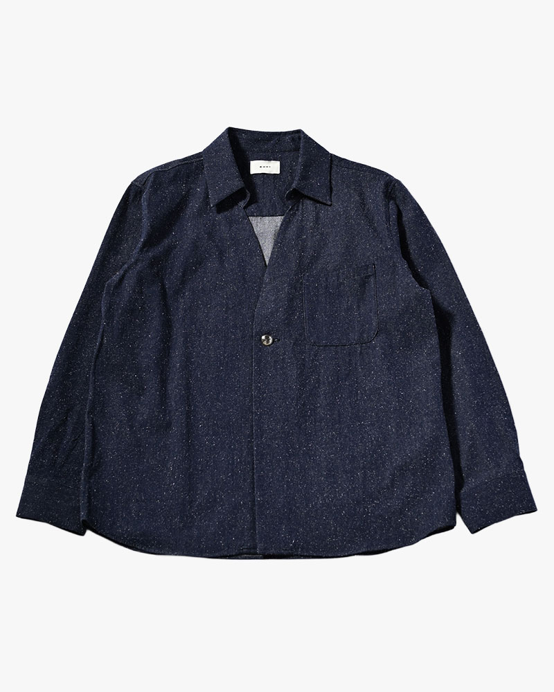 ONE BUTTON SHIRT -SILK NEP DENIM-