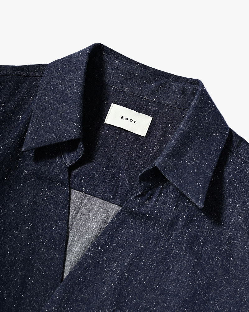 ONE BUTTON SHIRT -SILK NEP DENIM-