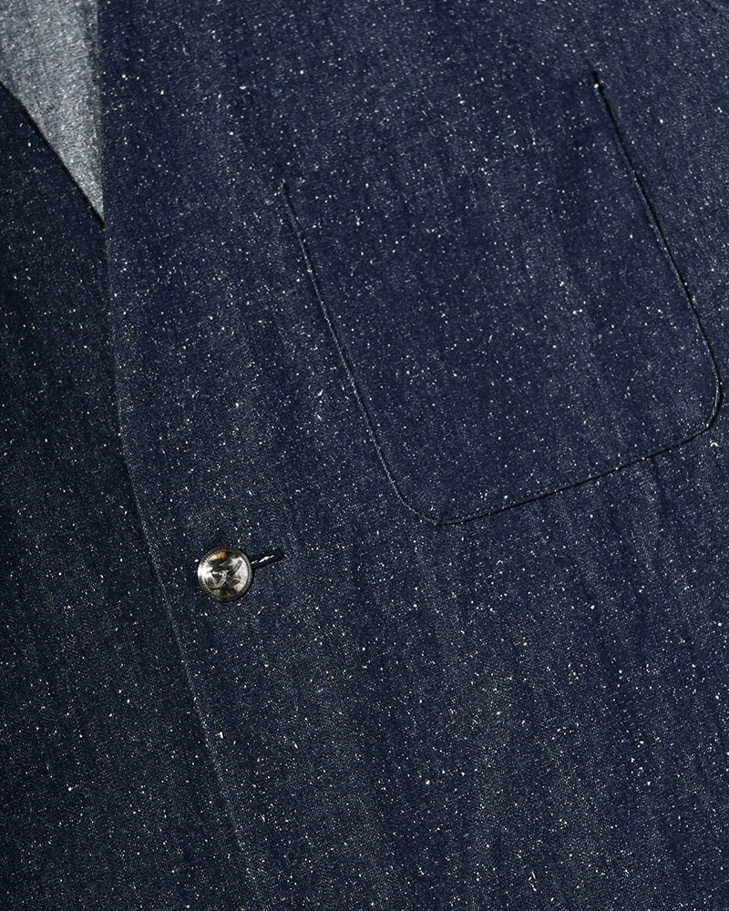 ONE BUTTON SHIRT -SILK NEP DENIM-