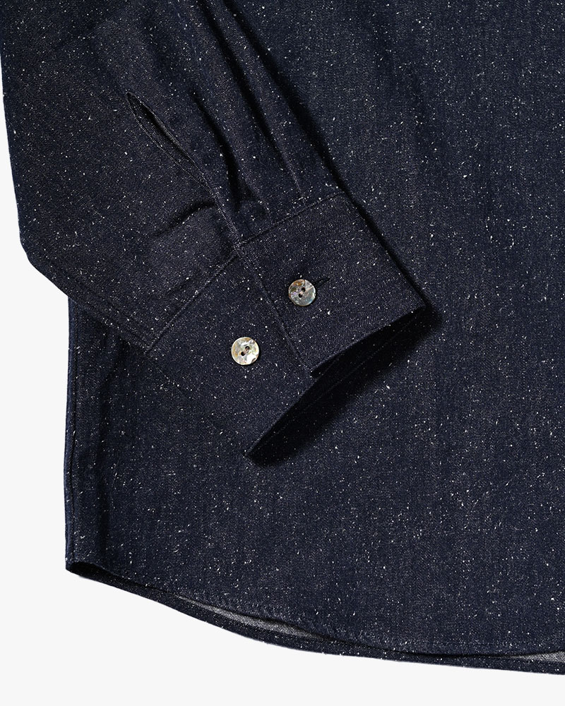 ONE BUTTON SHIRT -SILK NEP DENIM-