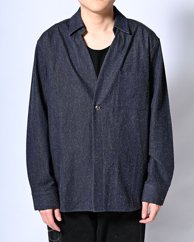 ONE BUTTON SHIRT -SILK NEP DENIM-