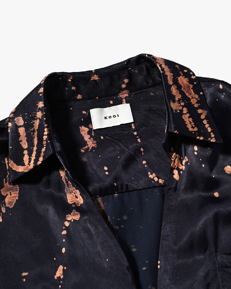 ONE BUTTON SHIRT-BLEACH -NAVY-