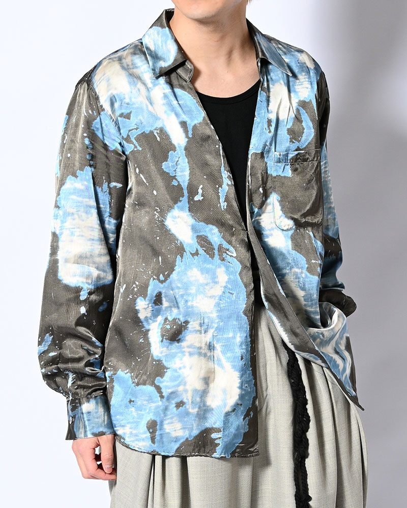 ONE BUTTON SHIRT-BLEACH -CHARCOAL-
