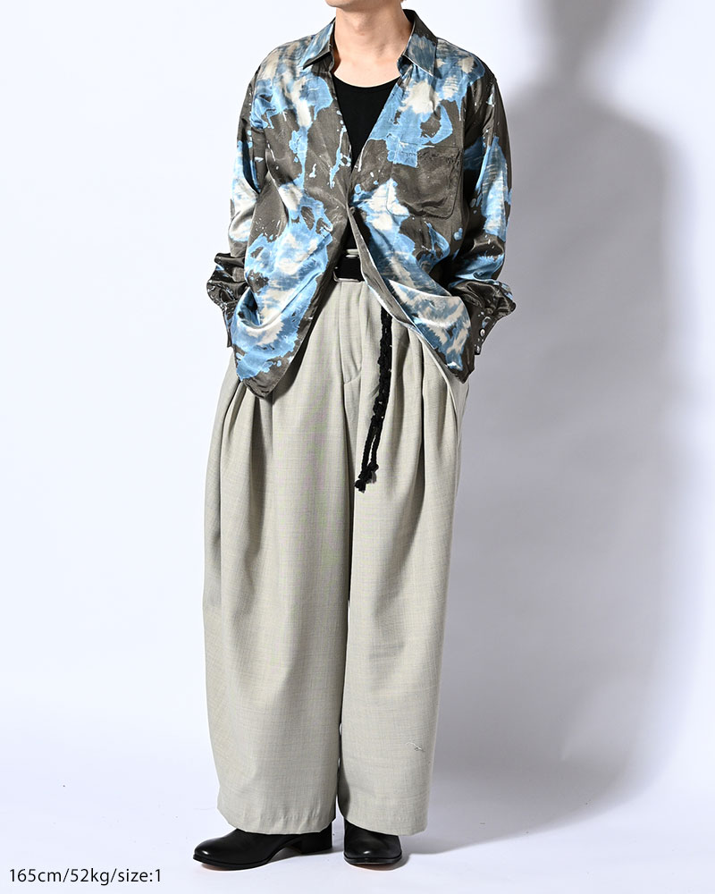 ONE BUTTON SHIRT-BLEACH -CHARCOAL-