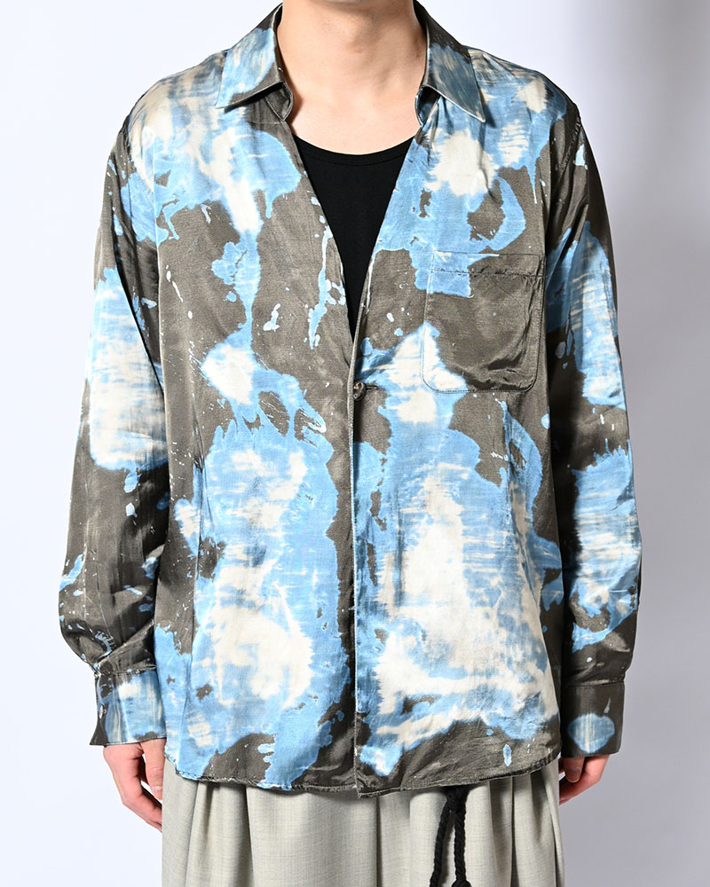 ONE BUTTON SHIRT-BLEACH -CHARCOAL-