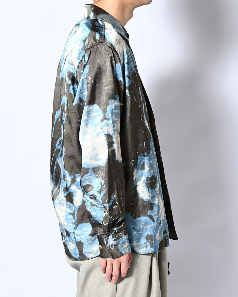 ONE BUTTON SHIRT-BLEACH -CHARCOAL-