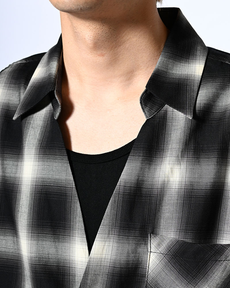 ONE BUTTON SHIRT -COTTON OMBLE CHECK-