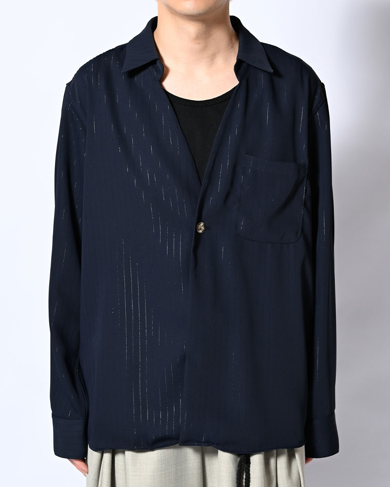 ONE BUTTON SHIRT -LAME STRIPE-