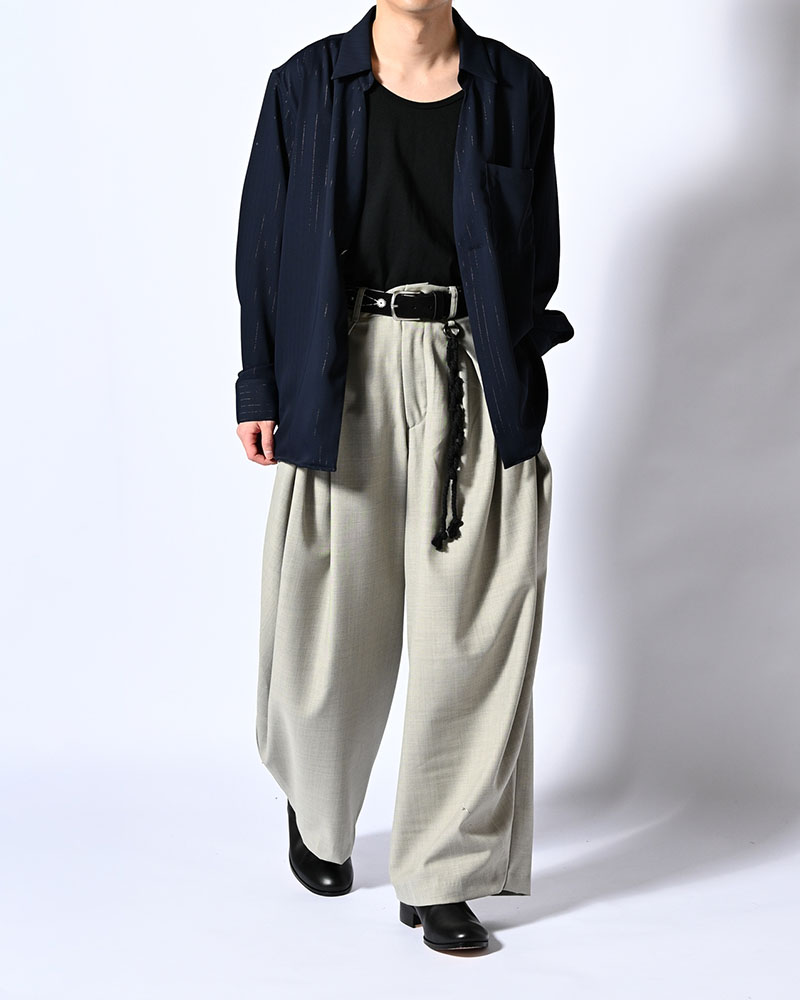 ONE BUTTON SHIRT -LAME STRIPE-