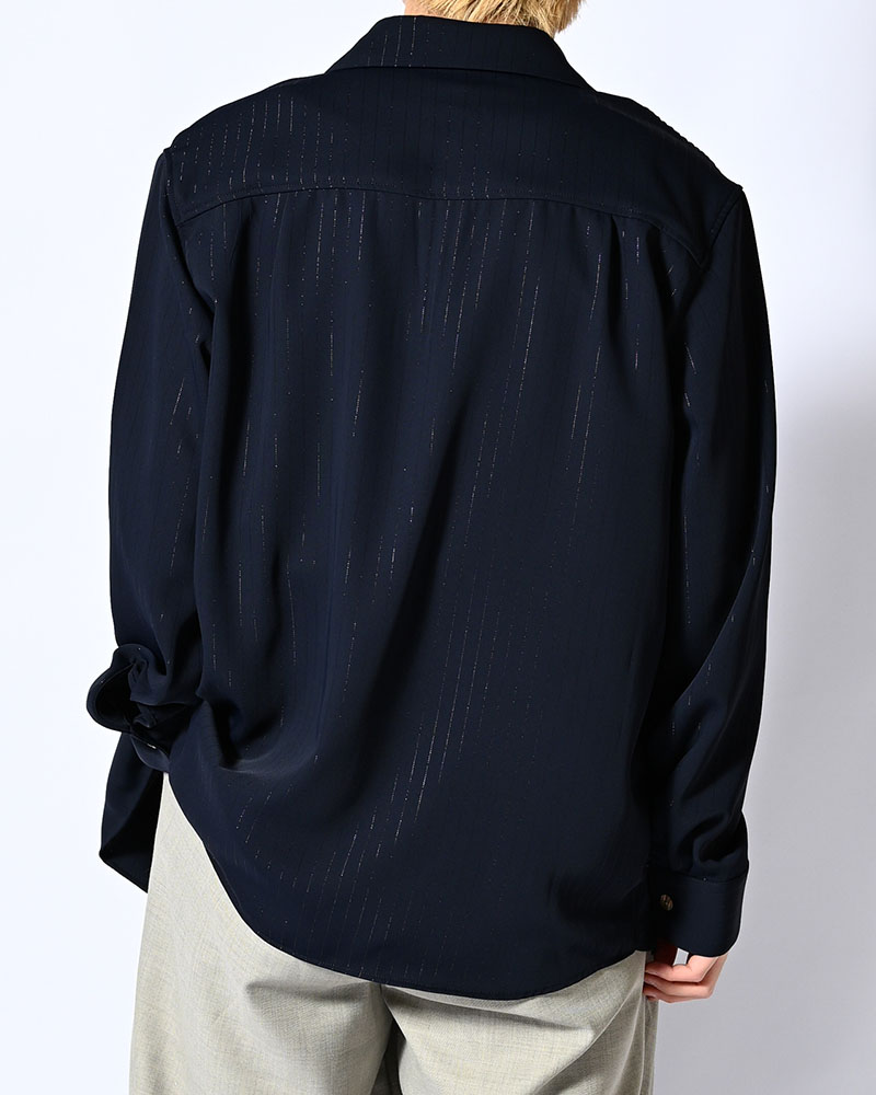 ONE BUTTON SHIRT -LAME STRIPE-