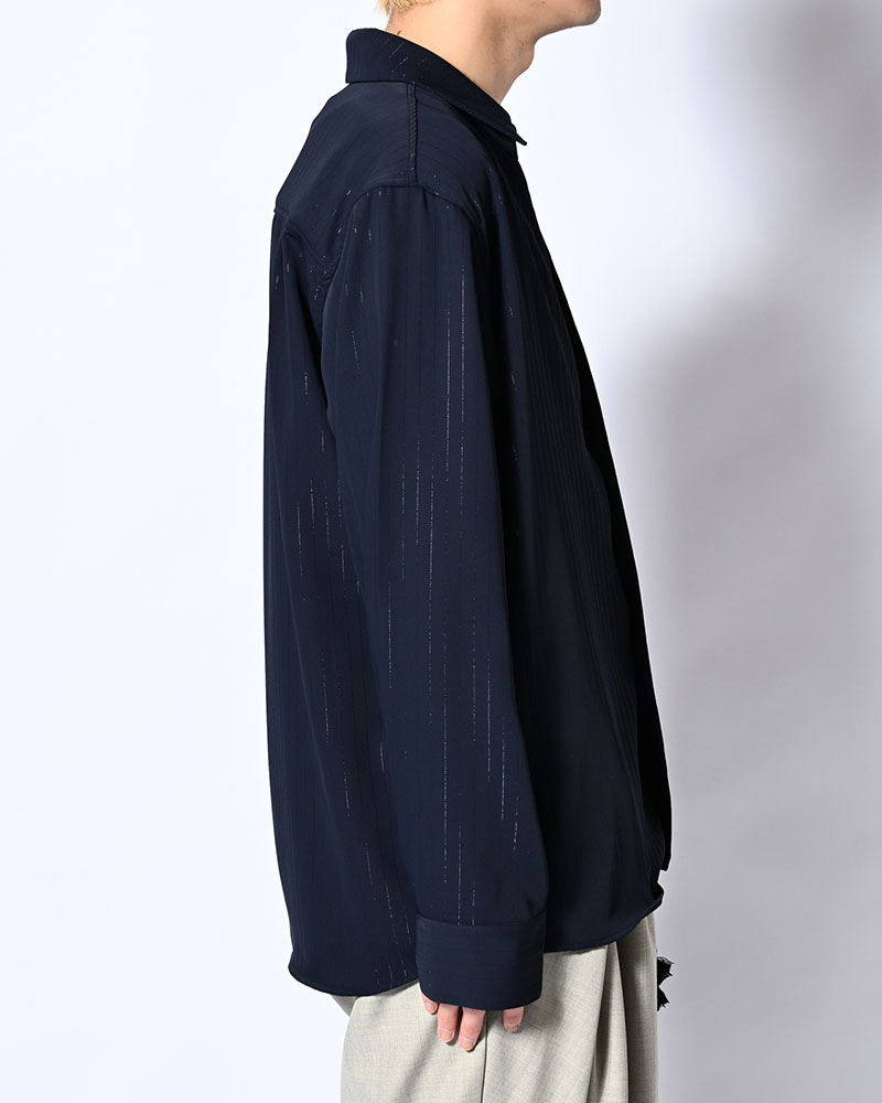 ONE BUTTON SHIRT -LAME STRIPE-