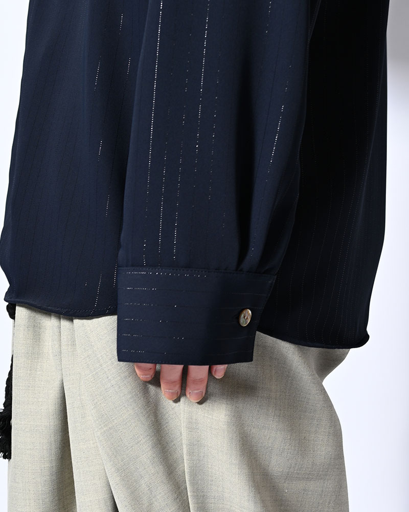 ONE BUTTON SHIRT -LAME STRIPE-