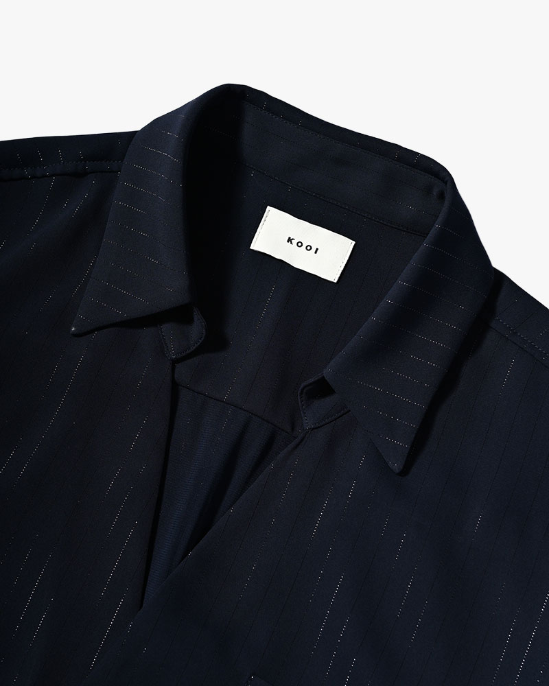 ONE BUTTON SHIRT -LAME STRIPE-