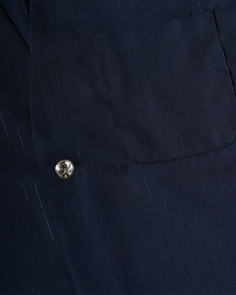 ONE BUTTON SHIRT -LAME STRIPE-