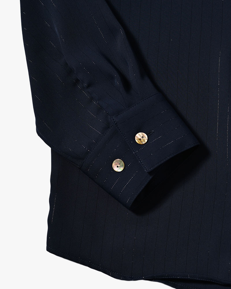 ONE BUTTON SHIRT -LAME STRIPE-