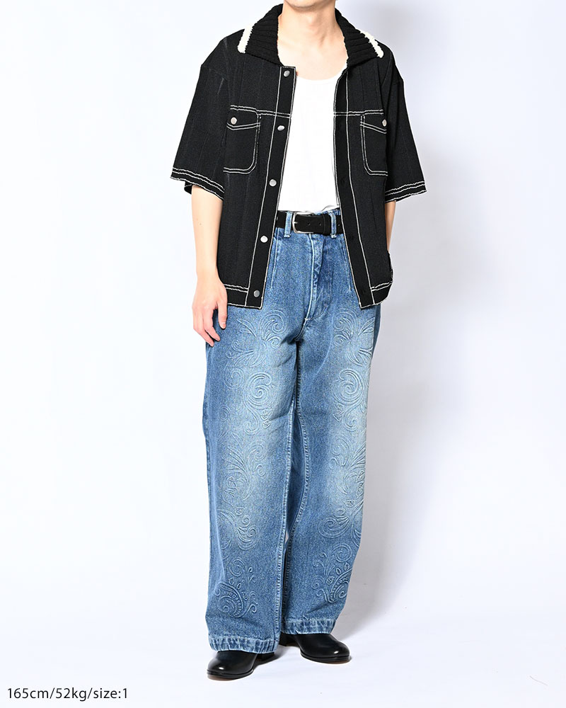 CLASSIC RIB KNIT SHIRT -BLACK-