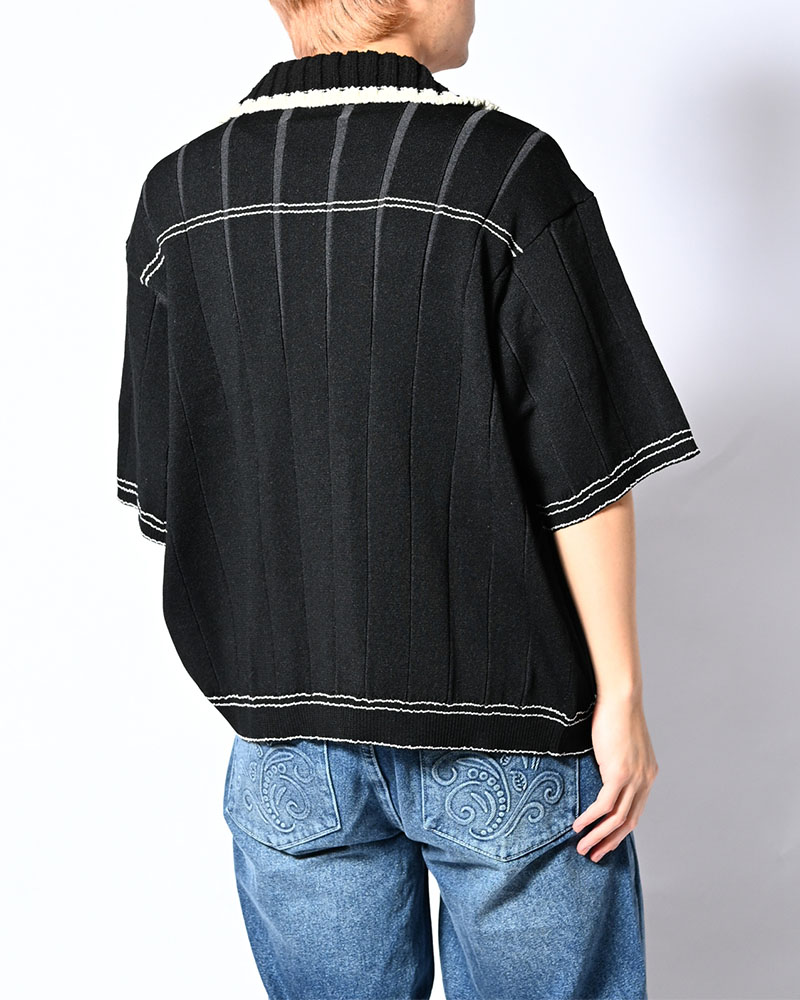 CLASSIC RIB KNIT SHIRT -BLACK-