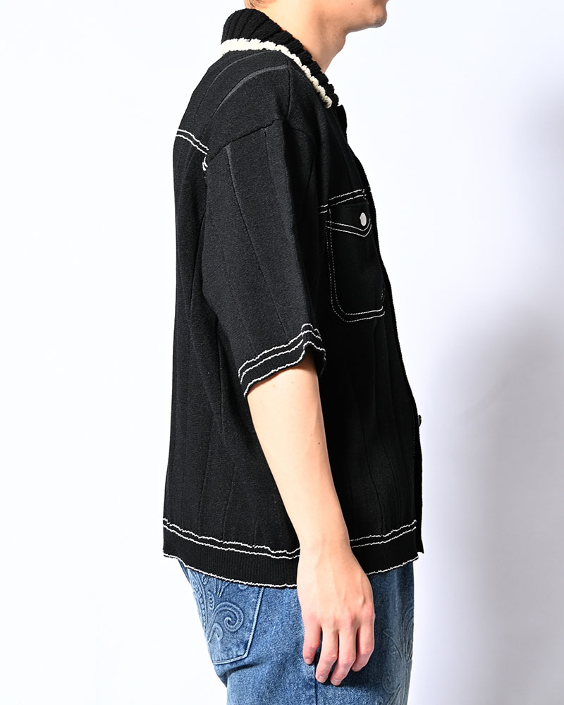 CLASSIC RIB KNIT SHIRT -BLACK-