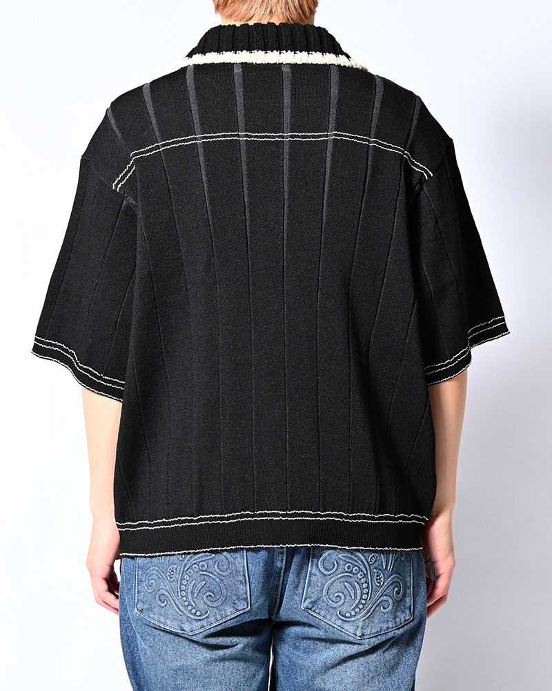 CLASSIC RIB KNIT SHIRT -BLACK-