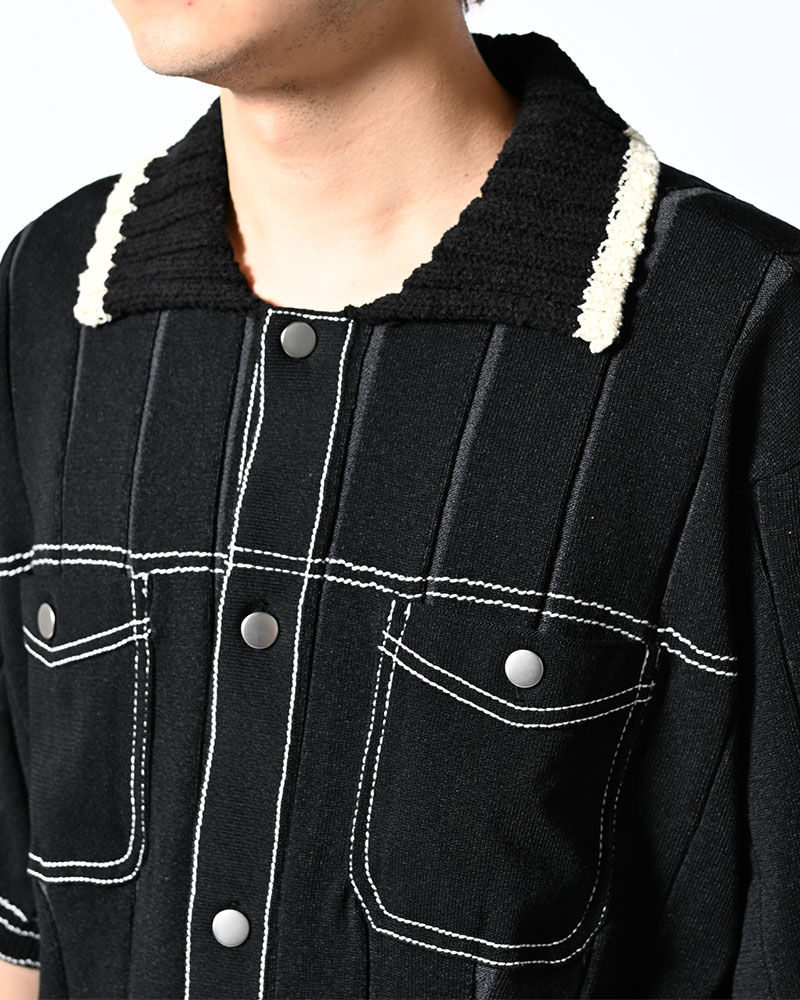 CLASSIC RIB KNIT SHIRT -BLACK-