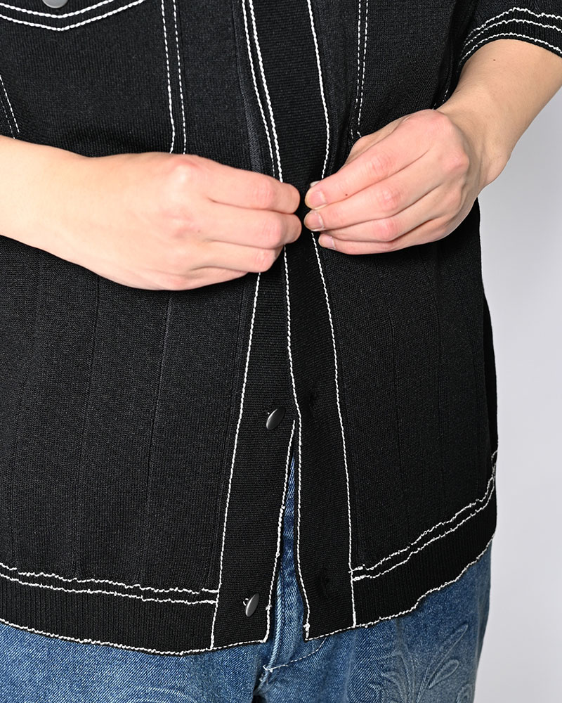 CLASSIC RIB KNIT SHIRT -BLACK-
