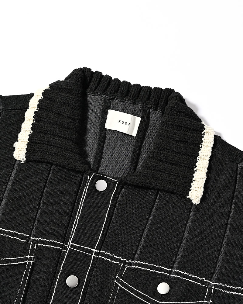 CLASSIC RIB KNIT SHIRT -BLACK-
