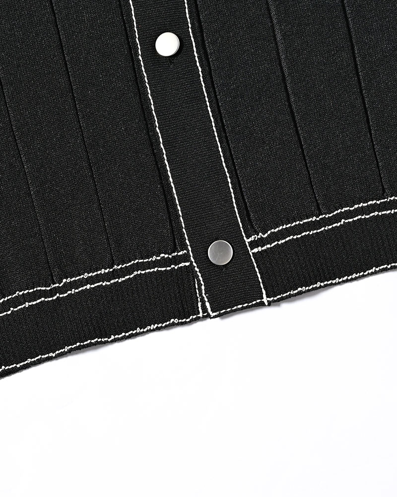 CLASSIC RIB KNIT SHIRT -BLACK-