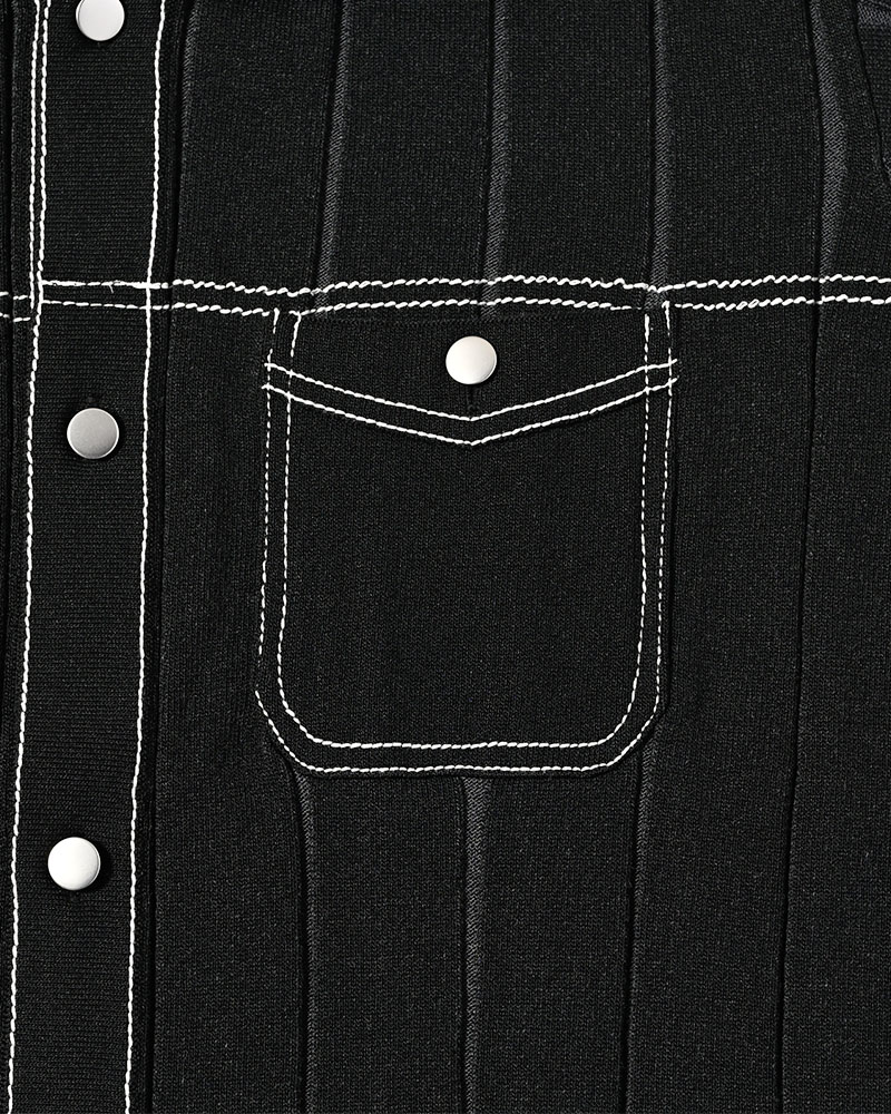 CLASSIC RIB KNIT SHIRT -BLACK-