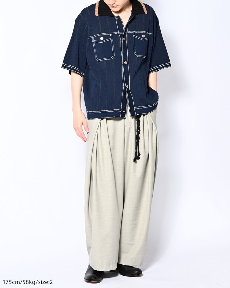 CLASSIC RIB KNIT SHIRT -NAVY-