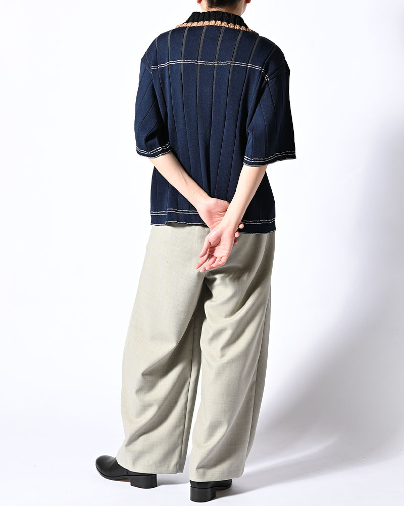 CLASSIC RIB KNIT SHIRT -NAVY-