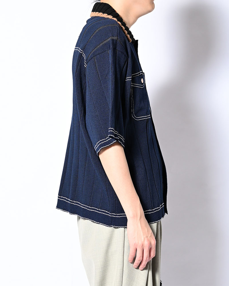 CLASSIC RIB KNIT SHIRT -NAVY-