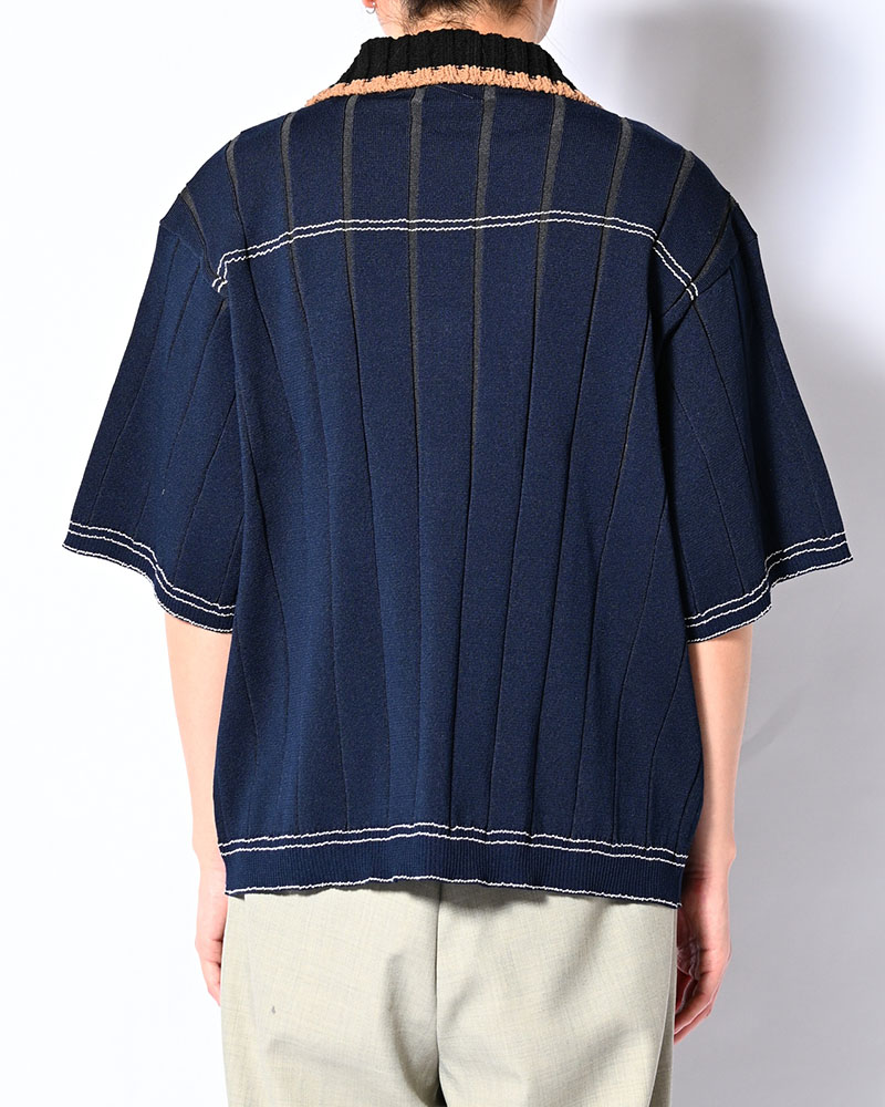 CLASSIC RIB KNIT SHIRT -NAVY-
