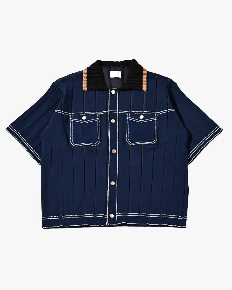 CLASSIC RIB KNIT SHIRT -NAVY-