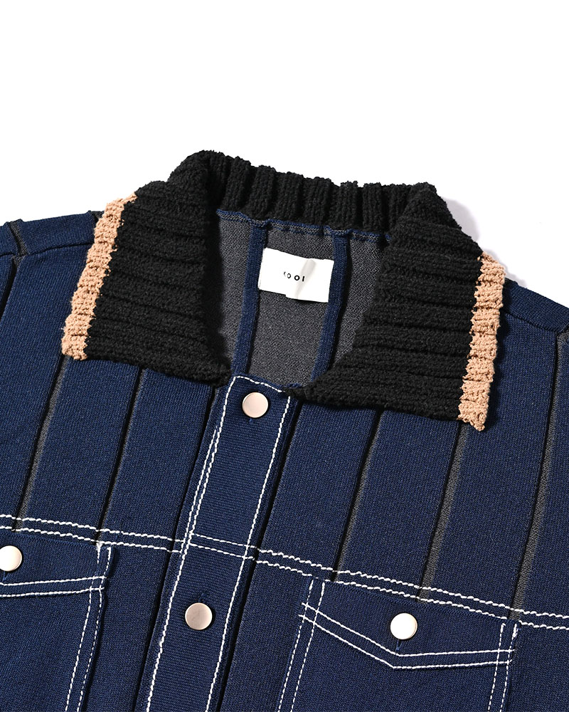 CLASSIC RIB KNIT SHIRT -NAVY-
