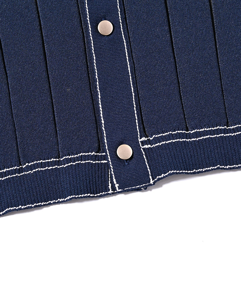 CLASSIC RIB KNIT SHIRT -NAVY-