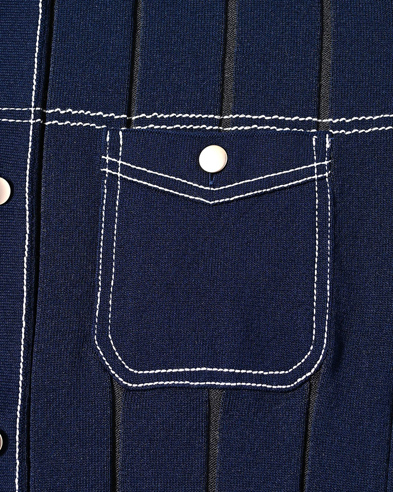 CLASSIC RIB KNIT SHIRT -NAVY-